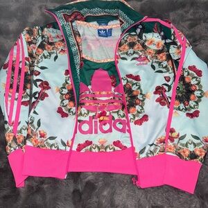 Adidas RARE Farm Rio Borboflor Floral Jacket with matching crop top